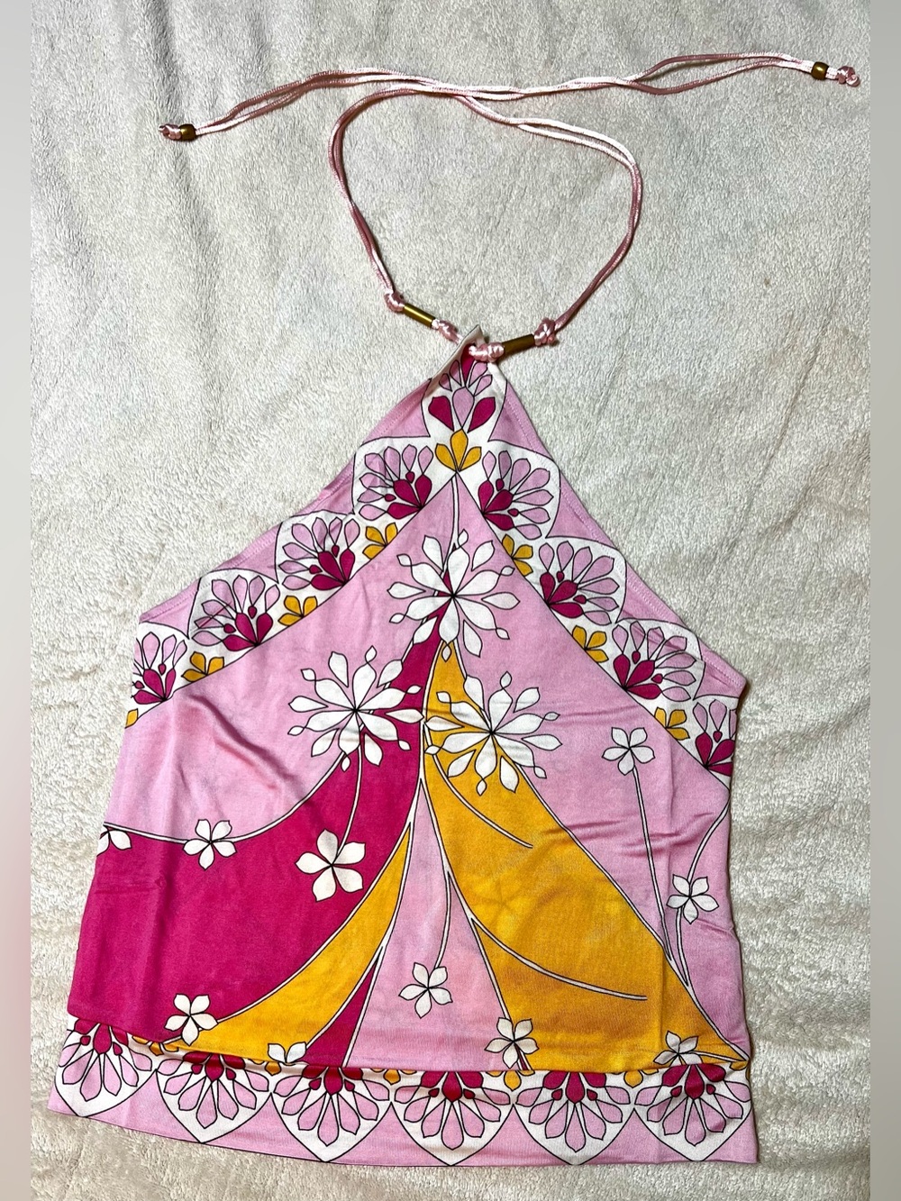 Banana Republic 100% Silk Halter Top Pink Floral Scarf Print NIP XS - Picture 2 of 8